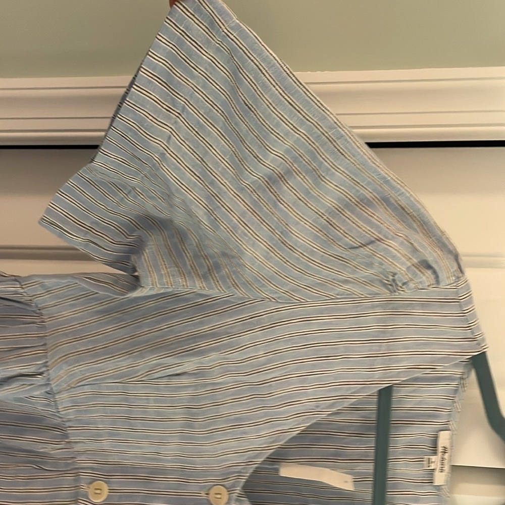 Madewell Cassie Button Front Linen Striped Midi Dress - Picture 5 of 7